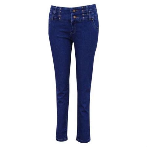 Slim Ladies Dark Blue Stretchable Denim Jeans Button High Rise At Rs 320 Piece In New Delhi