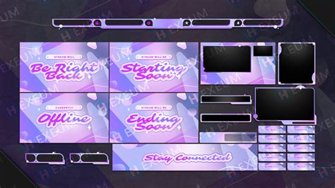 Rosa Dreamy Pink Animated Twitch Overlay Package Hexeum