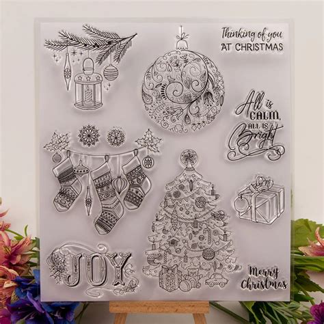 1pc Rubber Stamps Christmas Themed Transparent Silicone Cling Seal