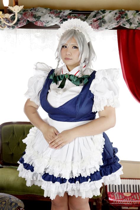 the big imageboard tbib apron big breasts blue eyes braid breasts chouzuki maryou cosplay