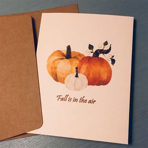 Fall Greeting Card Pumpkins Greeting Cards Fall Watercolor Cards