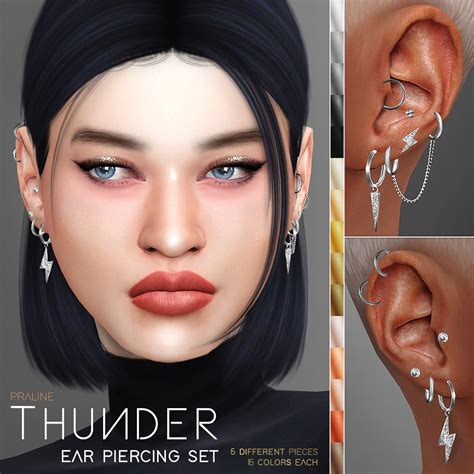 Thunder Ear Piercing Set From Praline Sims Sims 4 Downloads