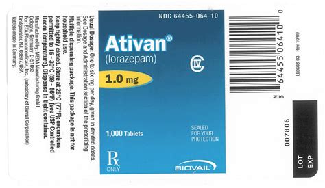 Ativan Tablets Fda Prescribing Information Side Effects And Uses