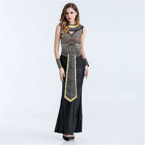Vocole Halloween Sexy Sequins Cleopatra Costume Long Dress Egypt Queen