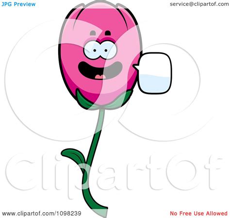 Clipart Talking Pink Tulip Flower Character Royalty Free Vector