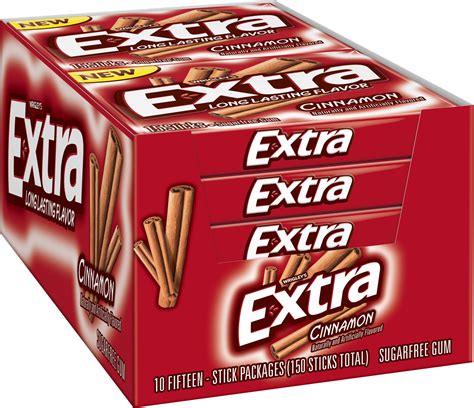 EXTRA Gum Cinnamon Sugarfree Chewing Gum, 15 Pieces (Pack of 10 ...