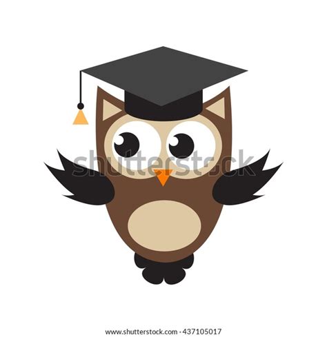 Cute Cartoon Owl Graduation Cap Stock Vector Royalty Free 437105017