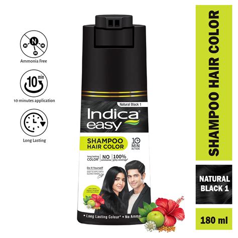 Indica Easy Do It Yourself Hair Color Shampoo Pump Pack With 5 Herbal