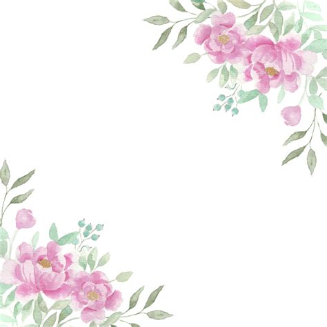 Rose Bush Watercolor Flower Border Floral Wedding Flower Border Png