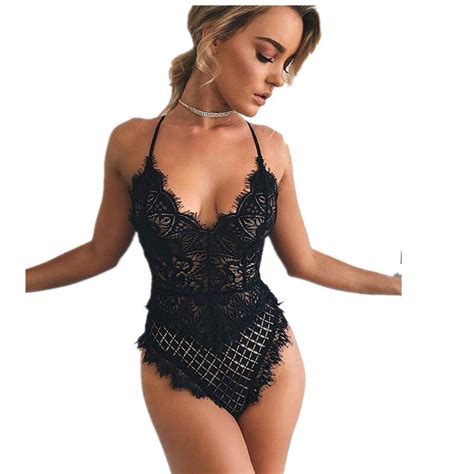 Summer 2018 Floral Lace Rompers Womens Jumpsuit Sleeveless Sheer Sexy