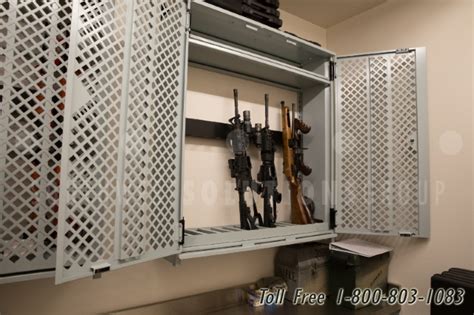wall mounted weapon storage locker secure space for storing military firearms