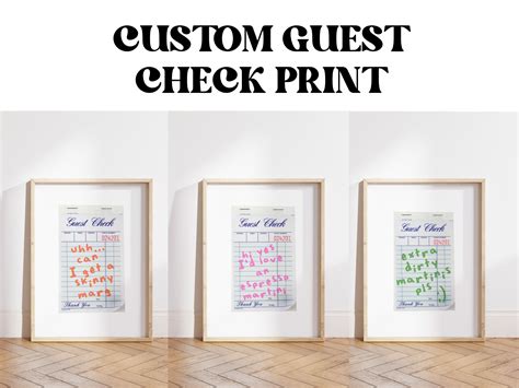 Custom Single Guest Check Personalized Print Trendy Wall Art Etsy