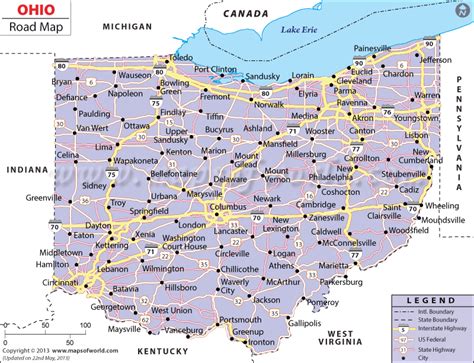 Ohio Road Map | Map of Roads and Highways in Ohio, USA
