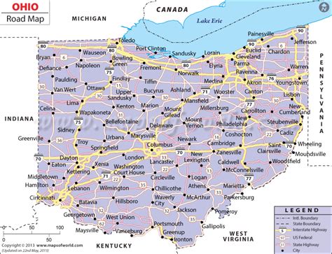 Ohio Road Map Map Of Roads And Highways In Ohio Usa