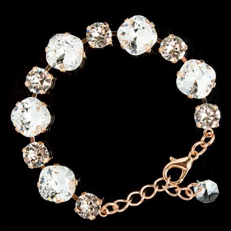 Sparkly Ypmco 12mm And 8mm Swarovski Crystal Bracelet Clear And Rose Gold