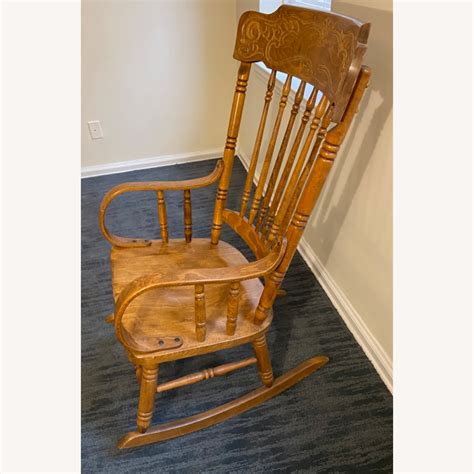 Windsor Style Wood Rocking Chair Vintage Antique Aptdeco