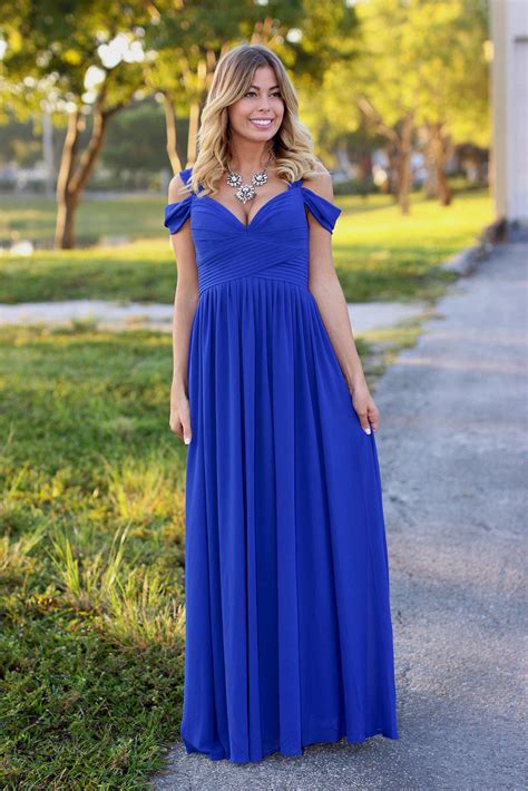 Royal Blue Off Shoulder Maxi Dress Royal Blue Maxi Dress Long Dress Saved By The Dress