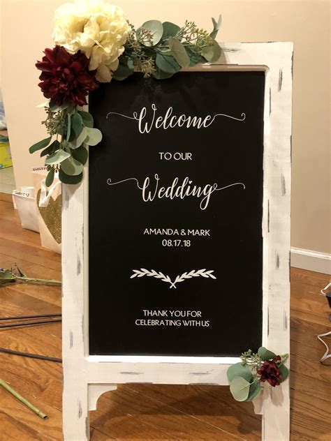Chalkboard Easel Welcome Wedding Sign Made With My Cricut Machine