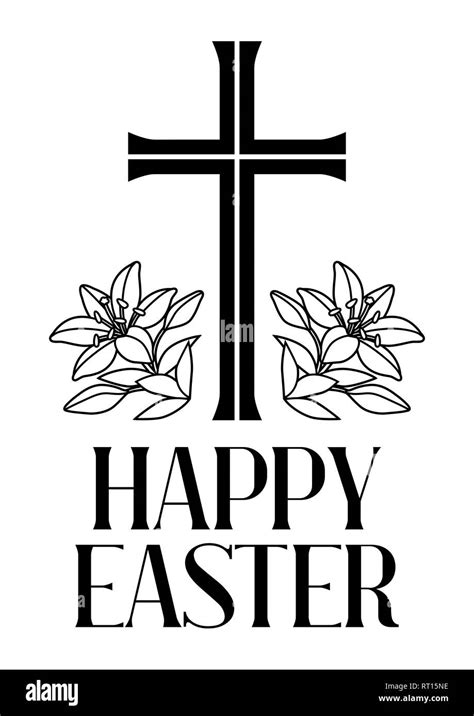 Happy Easter Cross Clipart Black And White