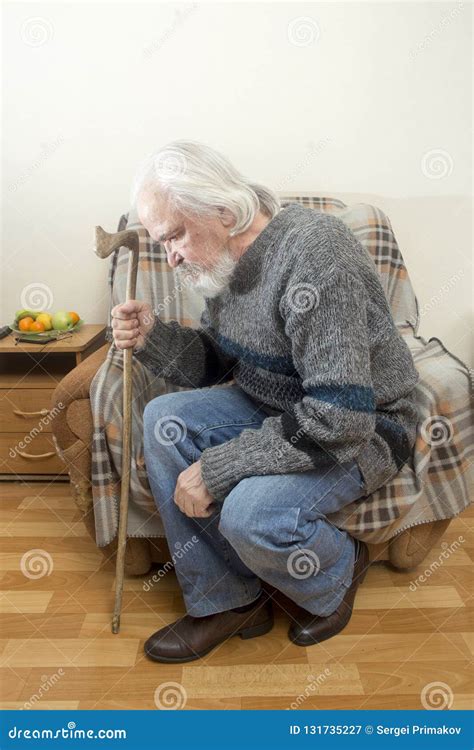 The Old Man In The Armchair At Home Stock Image Image Of Grandfather
