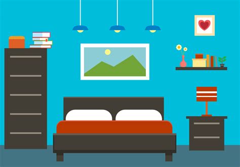 Flat Bedroom Interior Vector Illustration 117418 Vector Art At Vecteezy