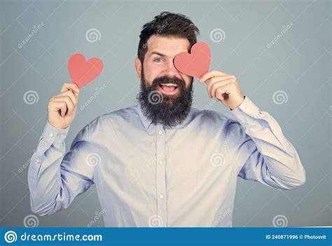 Falling In Love Happy In Love Man Bearded Hipster With Heart Valentine Card Celebrate Love