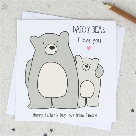 Daddy Bear Fathers Day Personalised Card By Wink Design