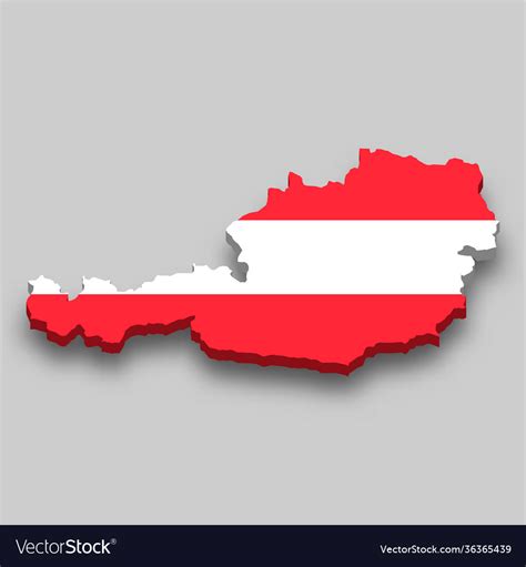 3d Isometric Map Austria With National Flag Vector Image