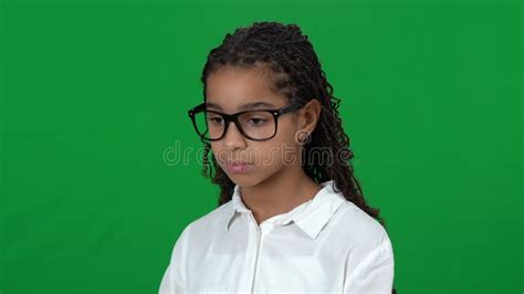 Close Up Portrait Of Happy Smiling African American Teen Girl Showing Thumbs Up Looking At