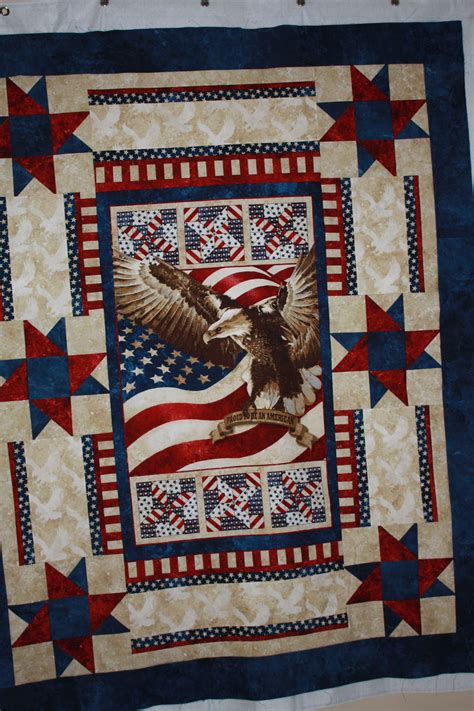 Patriotic Quilt Using Eagle Panel Marys Quilts Pinterest