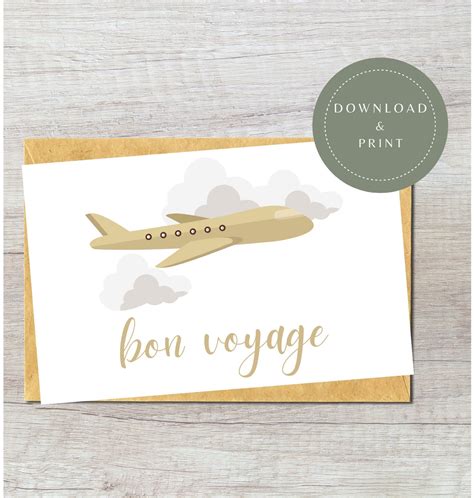 Digital Bon Voyage Card Printable Safe Travels Greeting Card For