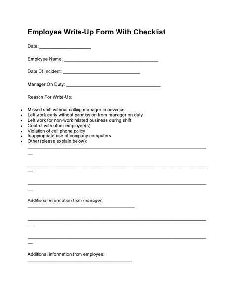 Write Up Form Template