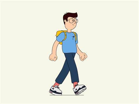 A Man With Glasses And A Backpack Walking
