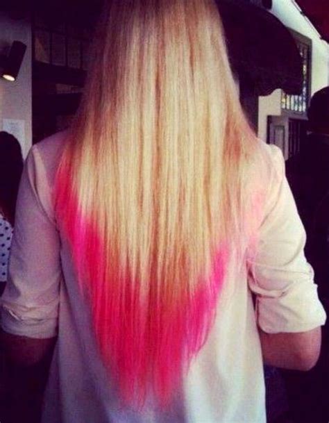 Long blonde hair. Dip dyed in Pink. Pink tips | Dip dye ...