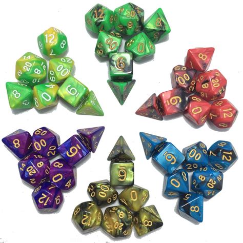 5 x 7-Die Series Polyhedral Dice Set - 5 Colors Dungeons and Dragons