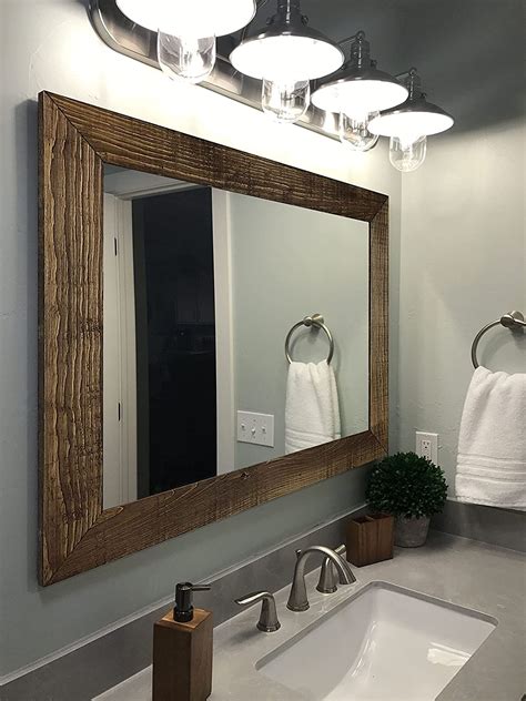 Dark Cherry Wood Bathroom Mirror Rispa