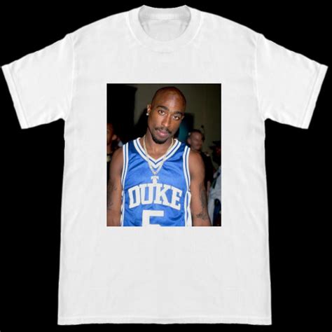 Tupac Shakur 2pac Wearing Duke Blue Devils Jersey T Shirt Etsy