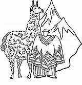 Kolorowanki Lamy Kolorowanka Colorir Mammals Incas Llamas sketch template