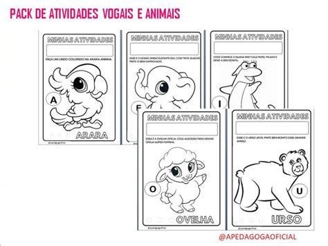 Pack De Atividades Vogais E Animais Educa Market