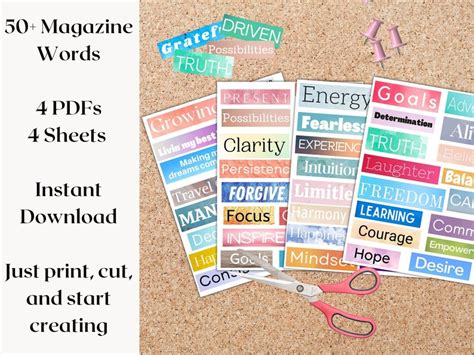 Vision Board Kit Vision Board Printables Printable Magazine Words