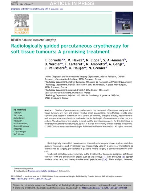 Pdf Radiologically Guided Percutaneous Cryotherapy For Soft Tissue