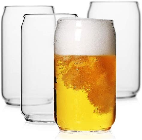 Luxu Beer Glass 20 Oz Can Shaped Beer Glasses Set Of 4 Craft Drinking Glasses