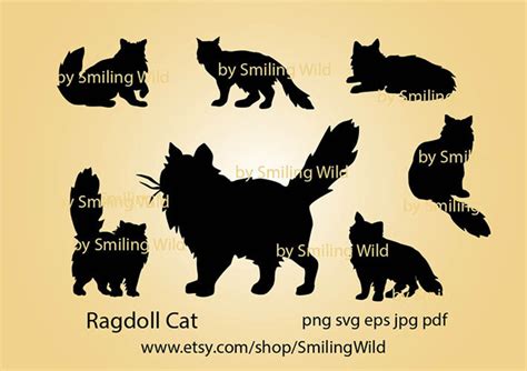Ragdoll Cat Svg Clipart Vector Graphic Art Silhouette Ragdoll Etsy Canada