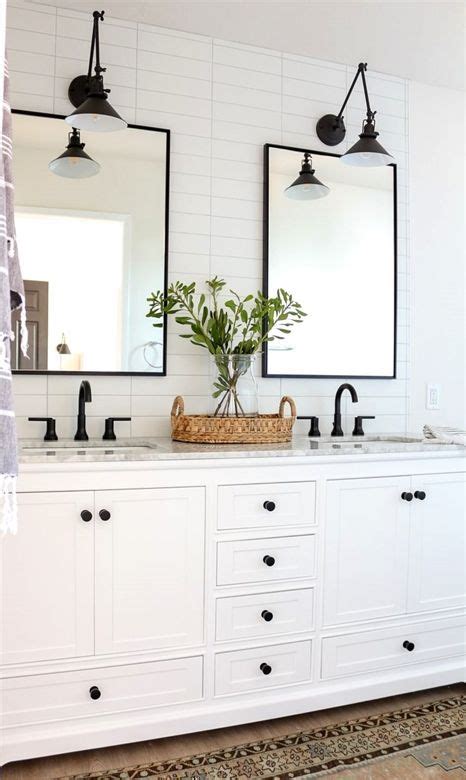 All the pieces are designed to work without hardware — which can disturb a sleek aesthetic — and include a. Modern Farmhouse Master Bathroom // white and black ...