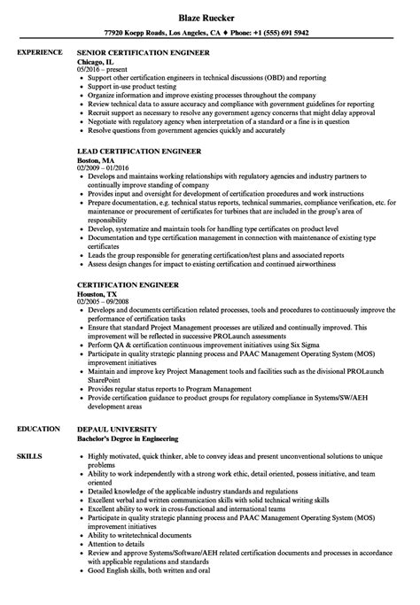 Sample Resume With Certifications