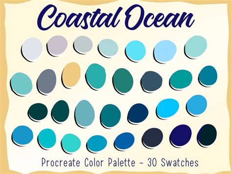 Ocean Shore Procreate Color Palette Hex Codes Blue Gray Blue Colour