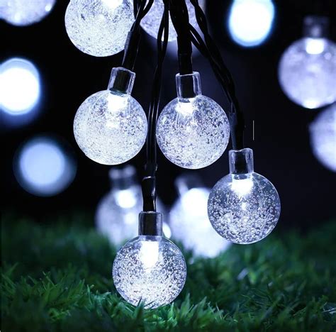 30led Solar String Lights Fairy White Bubble Ball String Lamps For