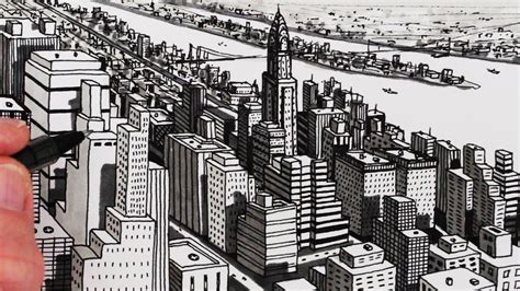 How to Draw City Buildings: New York City Shadows - YouTube