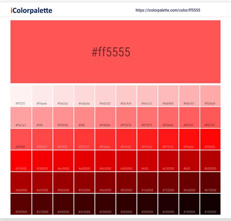 Fluorescent Red Color Ff5555 Information Hsl Rgb Pantone