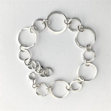 Hammered Silver Circles Bracelet Sterling Silver Handmade Etsy
